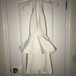 White Low Cut Halter Dress